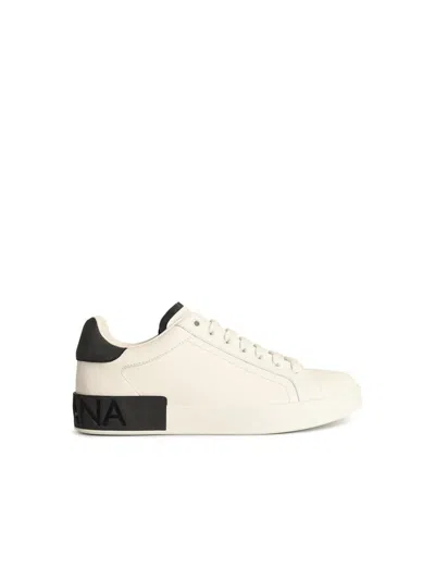 Dolce & Gabbana 'portofino' White Calf Leather Sneakers