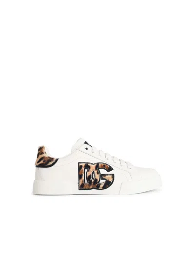 Dolce & Gabbana 'portofino' White Lear Sneakers In Multi