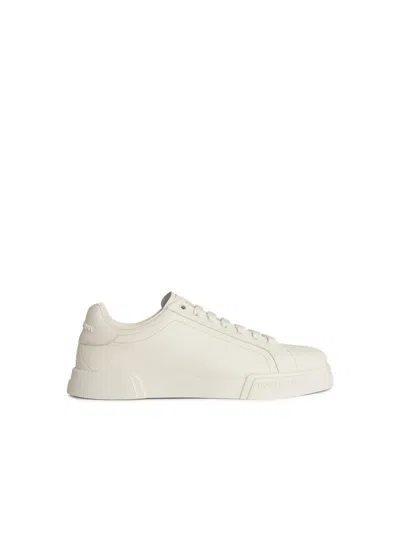 DOLCE & GABBANA DOLCE & GABBANA 'PORTOFINO' WHITE LEATHER SNEAKERS
