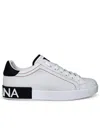 Dolce & Gabbana White Calf Leather Sneakers With Logo Patch And Round Toe In White