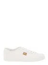 Dolce & Gabbana Portofino White Monocrom Low Top Sneakers With Logo Plaque In Leather Man
