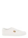 Dolce & Gabbana Portofino White Monocrom Low Top Sneakers With Logo Plaque In Leather Man In Multicolor