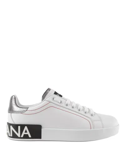 Dolce & Gabbana Portofino Sneakers In White Leather
