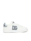 Dolce & Gabbana White Low-top Sneakers With Logo And Blue Tongue In White
