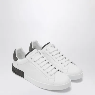 Dolce & Gabbana Portifano Panelled Leather Sneakers In White