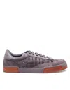 Dolce & Gabbana Portofino Yacht Perforated Distressed Suede Sneakers In Lead