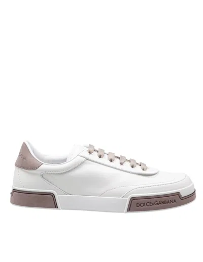 Dolce & Gabbana Portofino Yatch Sneakers In Calfskin Color White And Dove Grey