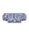 Dolce & Gabbana Off-the-shoulder Printed Popline Crop Top In Blue