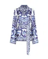 Dolce & Gabbana Pottery Printed Twill Pajamas Shirt In Blue