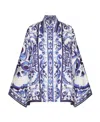 Dolce & Gabbana Pottery Printed Twill Slit Shirt In Blue