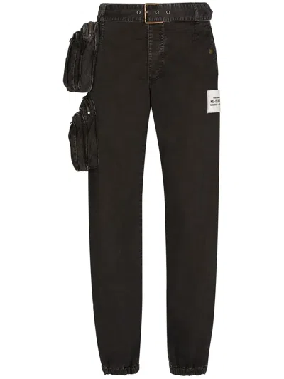 Dolce & Gabbana Elasticated-ankles Cargo Pants In Black