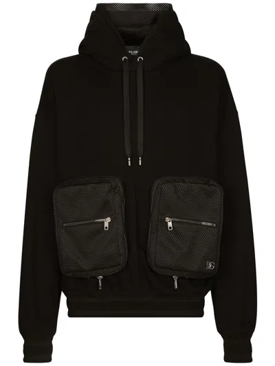 Dolce & Gabbana Pouch-pocket Hooded Jacket In Black