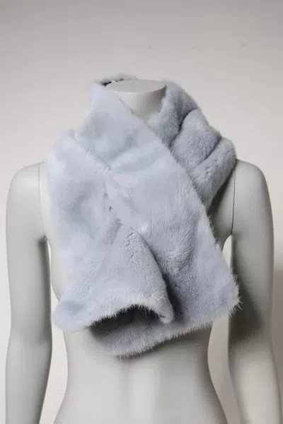 DOLCE & GABBANA DOLCE & GABBANA POWDER BLUE MINK FUR NECK WARMER WOMEN'S SCARF