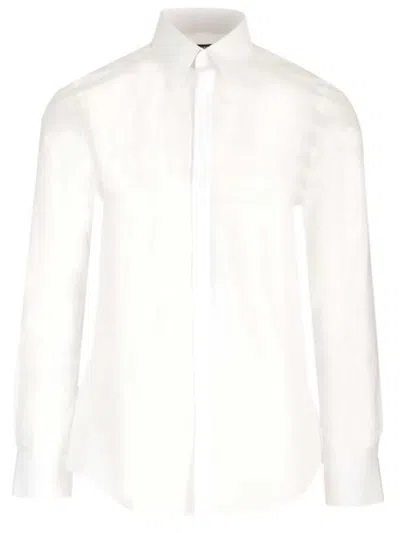 Dolce & Gabbana Premium Raffia Concealed Shirt In White