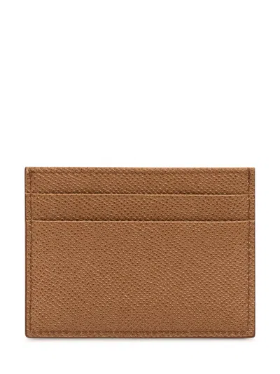 Dolce & Gabbana Premium Vitello Leather Cardholder In Caramello