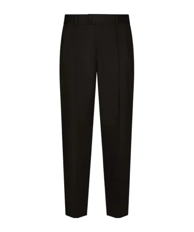DOLCE & GABBANA PRESSED-CREASE COTTON TAILORED TROUSERS