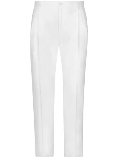 Dolce & Gabbana Pressed-crease Linen Trousers In White
