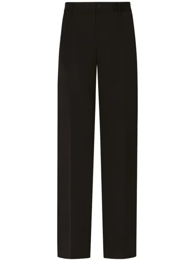 Dolce & Gabbana Pressed-crease Tailored-cut Trousers In Black