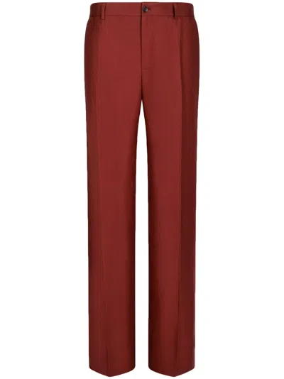 Dolce & Gabbana Pressed-crease Linen Tailored Trousers In Red