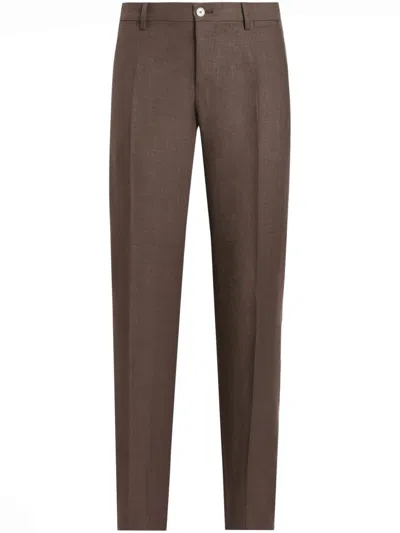 Dolce & Gabbana Pressed-crease Trousers In Brown