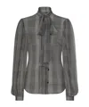 Dolce & Gabbana Silk Chiffon Shirt With Glen Plaid Print In Black