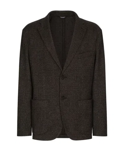 Dolce & Gabbana Prince Of Wales Check Pattern Blazer In Black