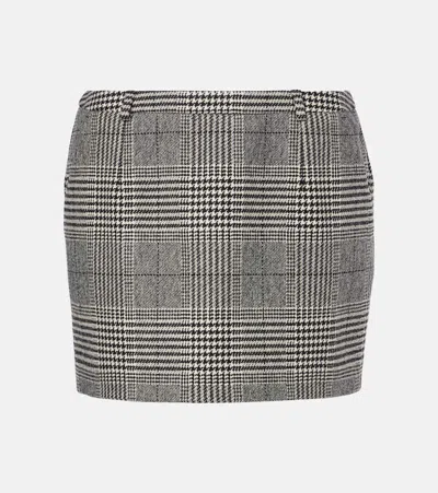 DOLCE & GABBANA PRINCE OF WALES CHECK WOOL AND CASHMERE MINISKIRT
