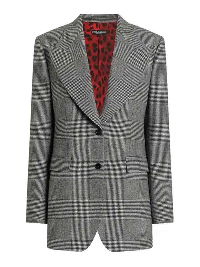 Dolce & Gabbana Prince Of Wales  Jacket In Grey