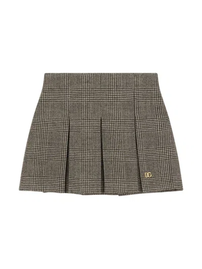 Dolce & Gabbana Kids' Prince-of-wales Pattern Skirt In Gray