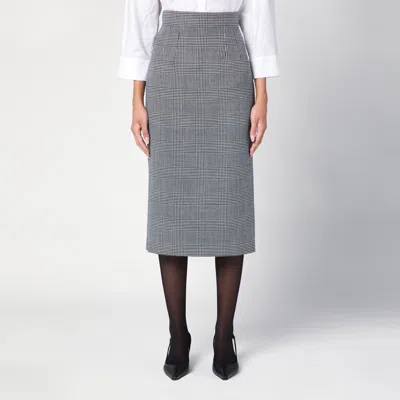 Dolce & Gabbana Prince Of Wales Pencil Skirt In Grey