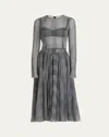Dolce & Gabbana Prince Of Wales Printed Silk Chiffon Midi Dress In Black