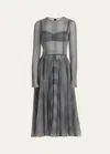 Dolce & Gabbana Prince Of Wales Printed Silk Chiffon Midi Dress In Blkprtchk