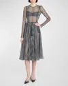 Dolce & Gabbana Prince Of Wales Printed Silk Chiffon Midi Dress In Blkprtchk