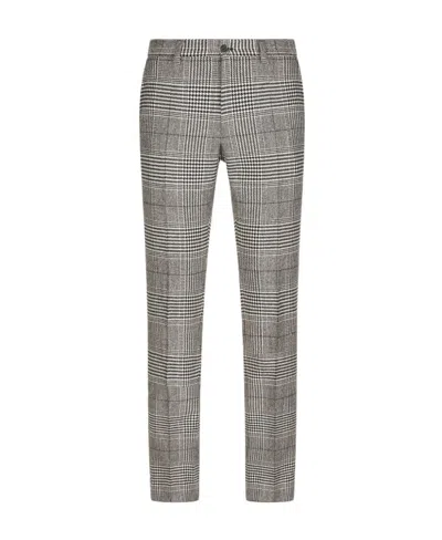 Dolce & Gabbana Prince Of Wales Tailored Trousers In Gray
