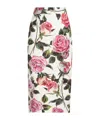 Dolce & Gabbana Rose Print Jacquard Midi Skirt In White