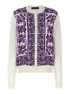Dolce & Gabbana Maiolica Print Silk Cardigan In Purple