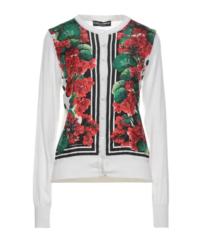 Dolce & Gabbana Print Cardigans In Off White