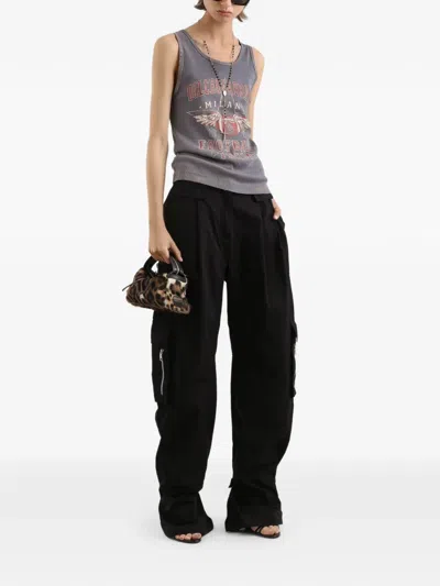 Dolce & Gabbana Print-detail Crew Neck Tank Top In Gray