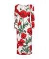 Dolce & Gabbana Poppy Print Silk Charmeuse Midi Dress
