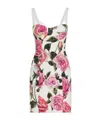 Dolce & Gabbana Floral-print Cotton-blend Cloqué Mini Dress In White