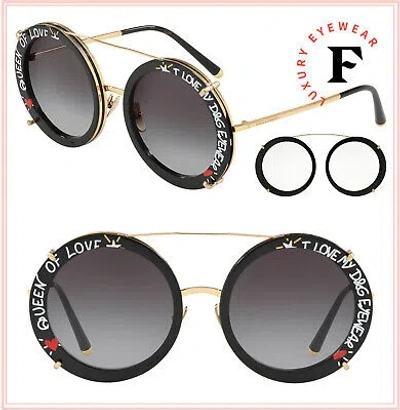 Pre-owned Dolce & Gabbana Print Family Graffiti Clip On 2198 Round Sunglasses Dg2198s In Gray