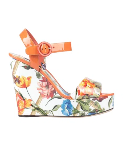 Dolce & Gabbana Print High Heels Sandals In Brown