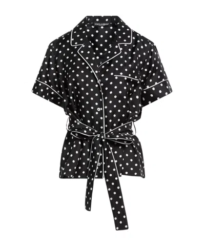 Dolce & Gabbana Print Silk Shirts In Black