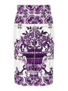 Dolce & Gabbana Maiolica Print Stretch Silk Skirt