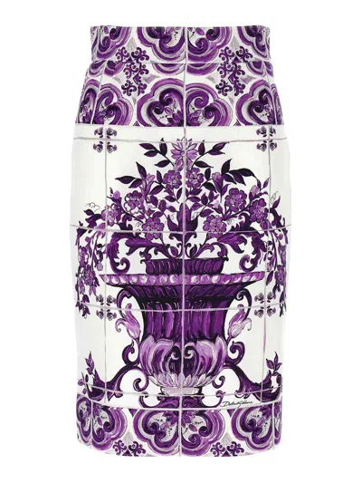 DOLCE & GABBANA PRINT SILK SKIRT