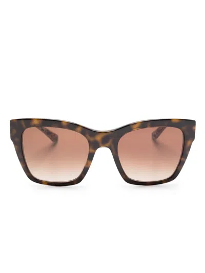 Dolce & Gabbana Print Square-frame Gradient Sunglasses In Brown
