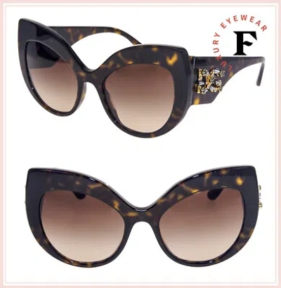 Pre-owned Dolce & Gabbana Print Strass 4321 Tortoise Brown Oversized Sunglasses Dg4321s
