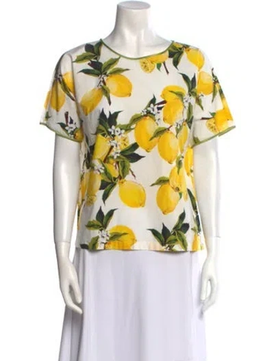 Pre-owned Dolce & Gabbana Printed Bateau Neckline T-shirt In White