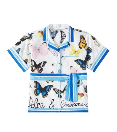 Dolce & Gabbana Kids' Bedrucktes Hemd Aus Baumwollpopeline In Multicolor