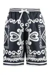 Dolce & Gabbana Dolce&gabbana Silk Bermuda With Navy Print In Black